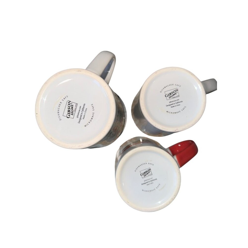 Christmas Ceramic Mug Set Red Interior Holiday Coffee Cups Joy Tree Car Design - Picture 6 of 10